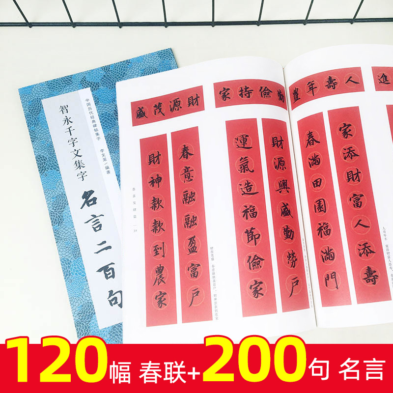 智永千字文集字春联两册 6大类120幅春节对联+集字名言二百句古诗词 楷书毛笔书法字帖初学者入门学习临摹教材 春节对联集锦赏析