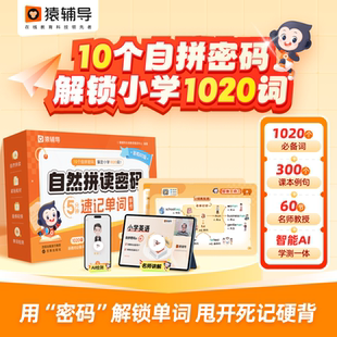 5分钟速记单词手卡词汇背诵一年级二年级三年级四年级五年级六年级提分培优阅读单词积累随身记 2025猿辅导小学英语自然拼读密码
