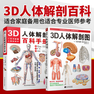 2册 套装 3D人体解剖图 3D人体解剖百科手册 人体解剖学彩色学图谱人体解剖学入门书西医解剖学外科医生用书实物图谱解剖学医学图谱