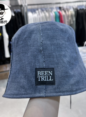 韩国BEENTRILL专柜正品刺绣#毛边水桶帽休闲百搭男女同款
