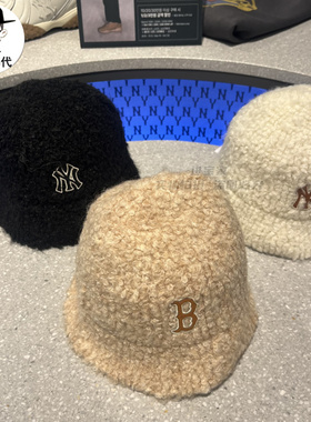 进宝家 MLB专柜正品25年冬季新款刺绣小标时尚羊毛羔渔夫帽 HTB01