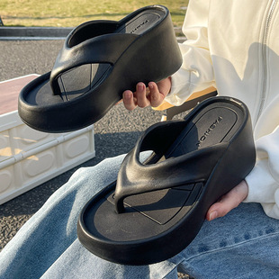 超高跟厚底人字拖女外穿夏季 增高女凉拖 新款 防滑海边沙滩夹脚拖鞋
