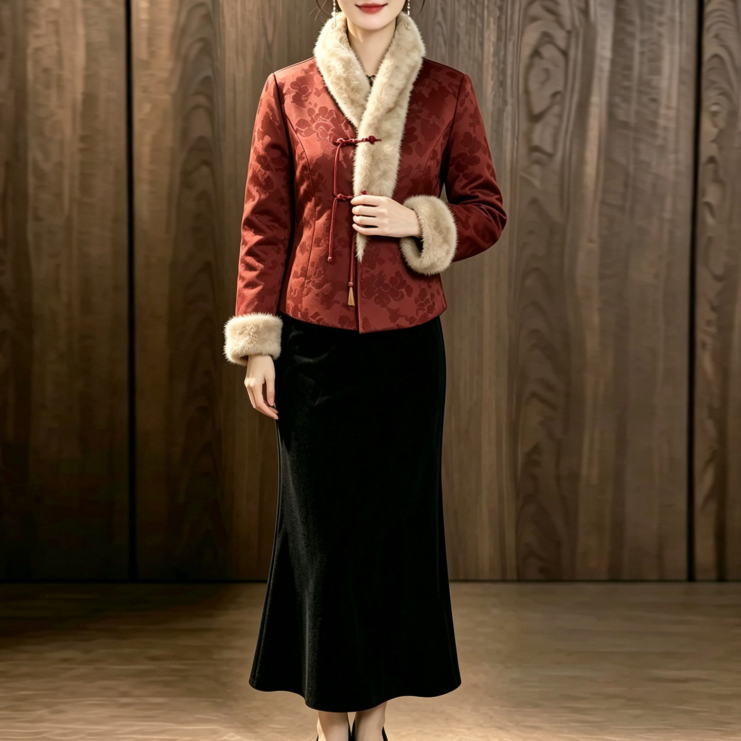 优雅国风修身显瘦礼服两件套女