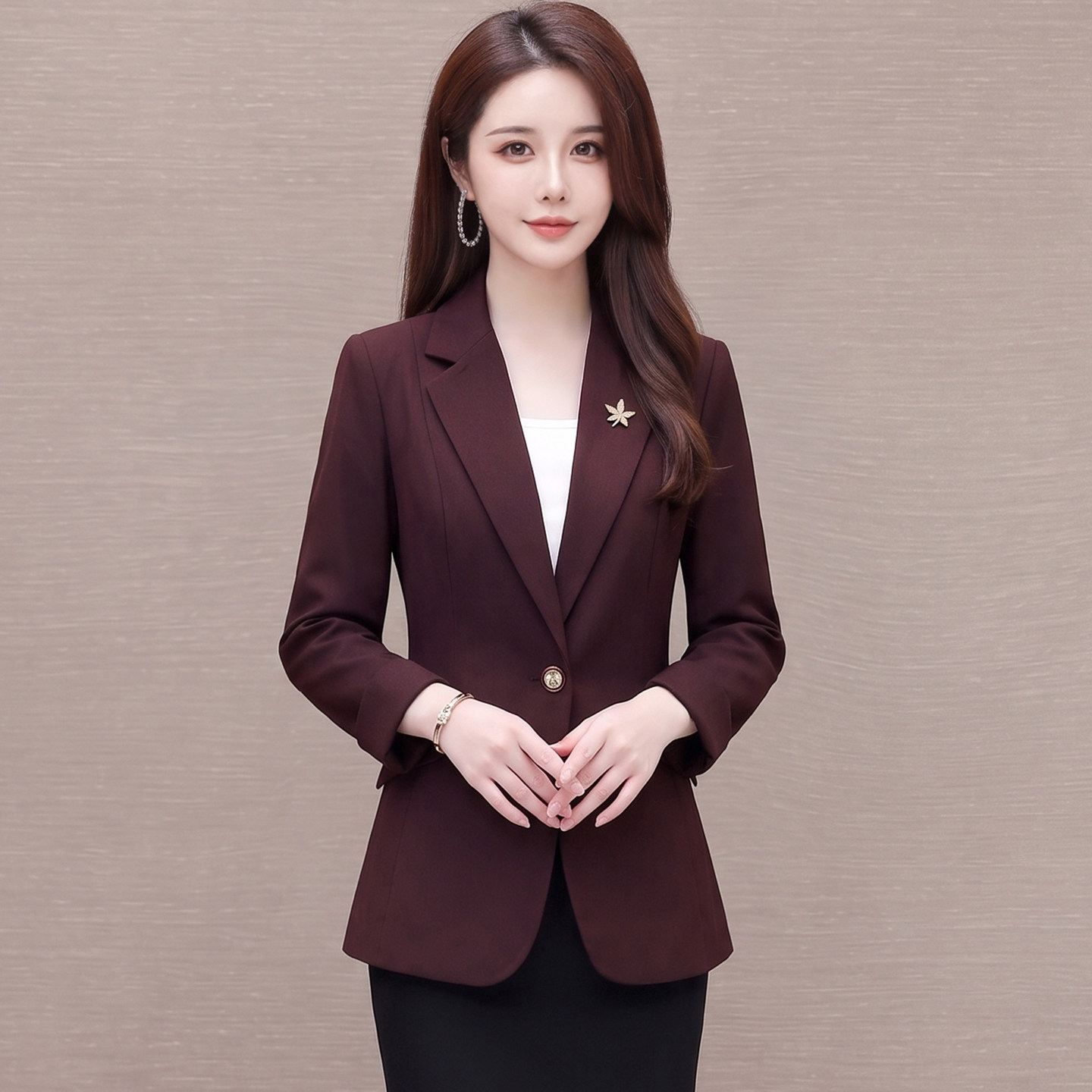 春秋小香风短款修身西装外套女