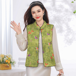 新款 背心2026春秋季 潮 显瘦百搭中式 今年流行绿色国风马甲女短款