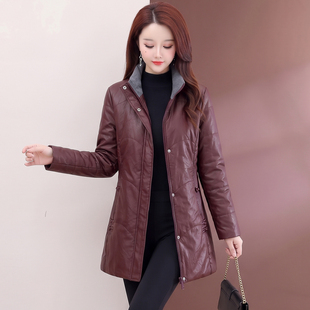 时尚PU皮棉服女2026年冬季新款宽松显瘦休闲风保暖棉衣外套中长款