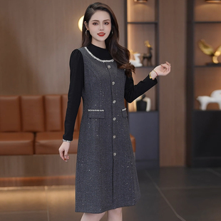 通勤淑女风连衣裙女2025春秋修身显瘦轻奢高级感日常穿搭打底裙潮