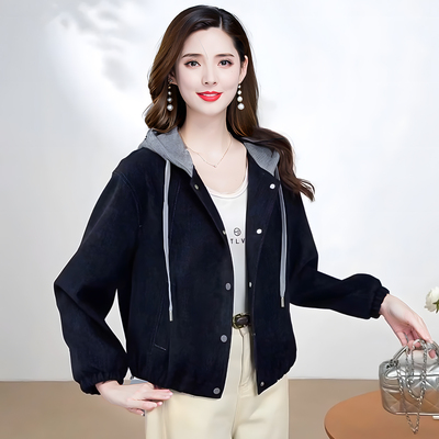 2026新款秋装女连帽牛仔短外套