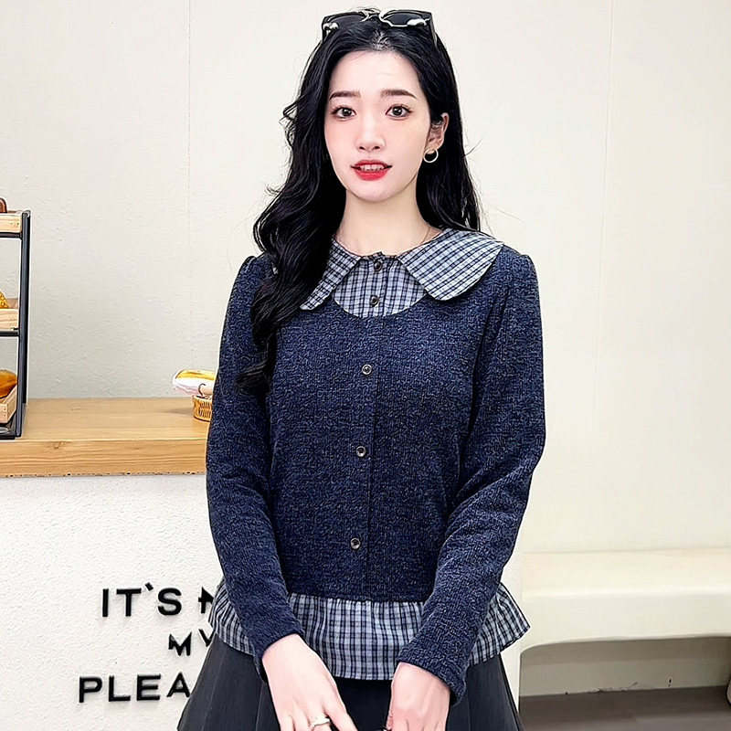 春秋娃娃领宽松显瘦衬衫小个子