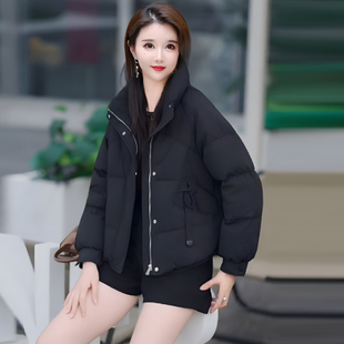 黑色羽绒服女2025年冬季新款短款小个子时尚宽松休闲白鸭绒外套潮