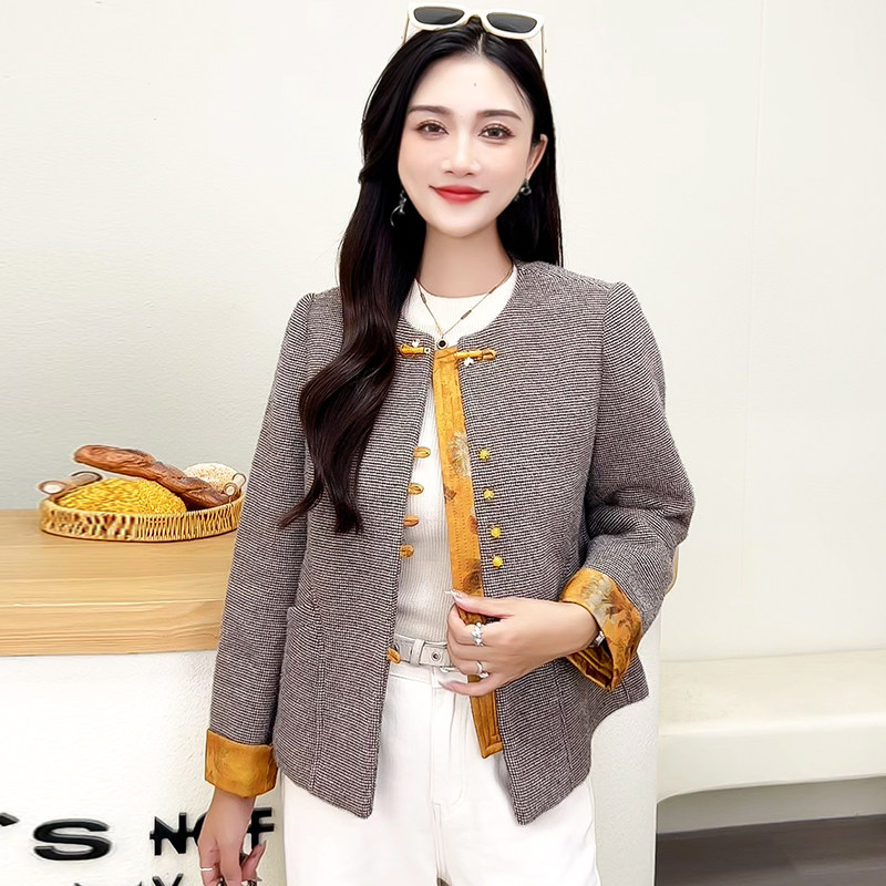 2025新款爆款春秋高级感唐装年轻款棉袄新中式国风加厚外套短款潮