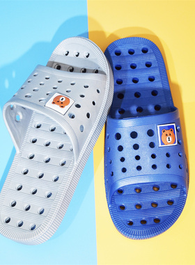 拖鞋男酒店浴室洗澡防滑漏水家居厚底速干镂空室内家用凉拖鞋女夏