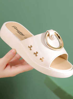拖鞋女夏外穿2025新款百搭增高厚底松糕鞋网红休闲时尚女士凉拖鞋