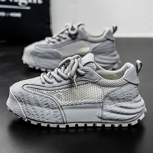 欧洲站男鞋2026新款夏季透气网面老爹鞋软底大网孔轻奢素潮小白鞋
