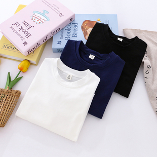 儿童纯棉圆领长袖打底衫 25秋季新款儿童装小女孩男孩外穿纯色T恤