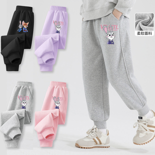 女童纯棉校服裤休闲运动裤26春秋冬款儿童装小女孩加绒宝宝长裤子