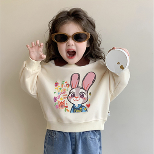 女童纯棉加厚POLO翻领卫衣25春秋儿童女孩动物城朱迪宝宝长袖衣服