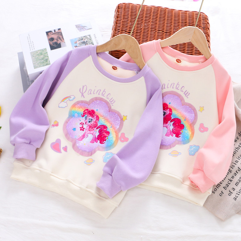 女童纯棉变色亮片小马宝莉休闲卫衣25春秋款儿童装宝宝小女孩上衣