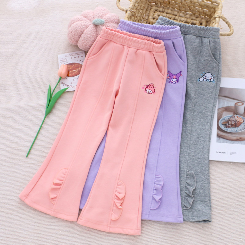 女童纯棉休闲喇叭裤春秋款口袋长裤儿童装宝宝洋气小女孩外穿裤子