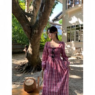 诠释美 NEWOPEN 2025早春法式文艺复古温柔收腰条纹连衣裙女C3617