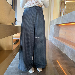 Gary 宝藏Hers一勺甜春夏韩系简约复古条纹百搭通勤直筒阔腿