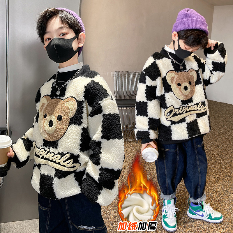 冬季男童羊羔绒韩版休闲儿童卫衣