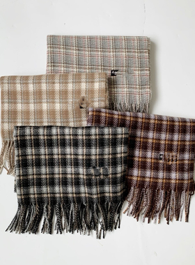 2025秋冬新款韩版宽松显瘦格子围巾女百搭休闲保暖围脖潮流披肩