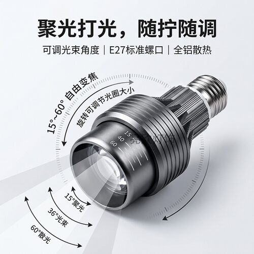 调焦聚光变焦防眩射灯led火锅店餐厅专用e27螺口灯泡可调光束角