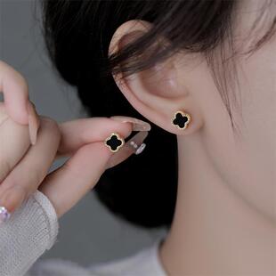 奥特莱斯专柜撤柜捡漏18K金幸运四叶草耳钉女耳环气质高级感耳饰