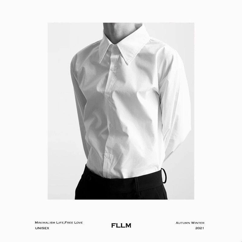 FLLM 小众法式百搭前短后长基础款衬衫 男女同款