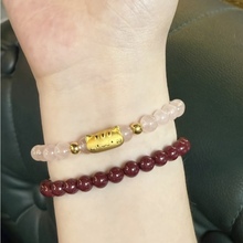 黄金足金999法棍猫咪萌宠转运珠手串手链礼物送女友老婆七夕礼物