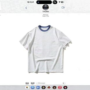 Hawaii 26ss 阳光条纹短袖T清爽撞色上衣圆领通勤出行