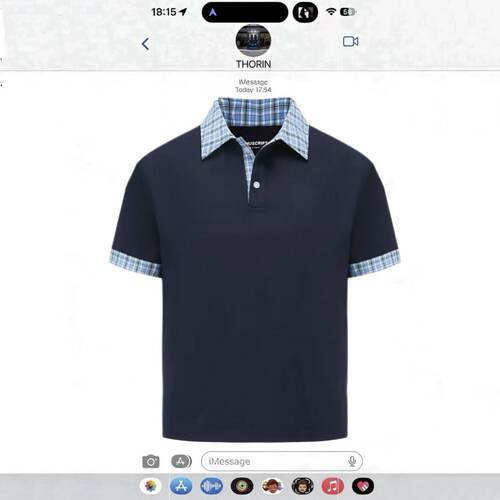 MANUSCRIPT假两件格纹Polo 高智感miu系T恤干练版型短袖上衣