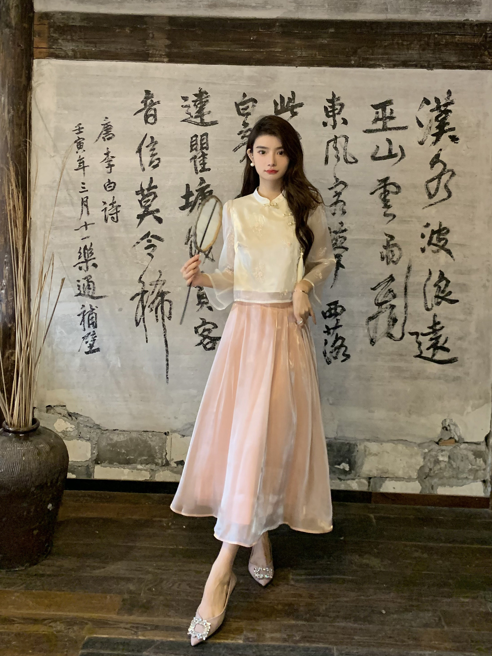 AM NANA NEW CHINESE HEAVY INDUSTRY SMALL PLUM BLOSSOM EMBROIDERED CARDIGAN STREAMER SATIN CHINESE STYLE BEAUTIFUL PLATE BUCKLE DRESS