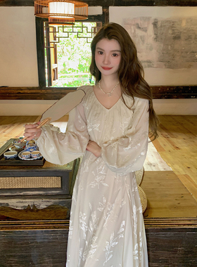 AM NANA法式气质蕾丝打底连衣裙女显瘦绝美仙女裙轻奢内搭长裙子