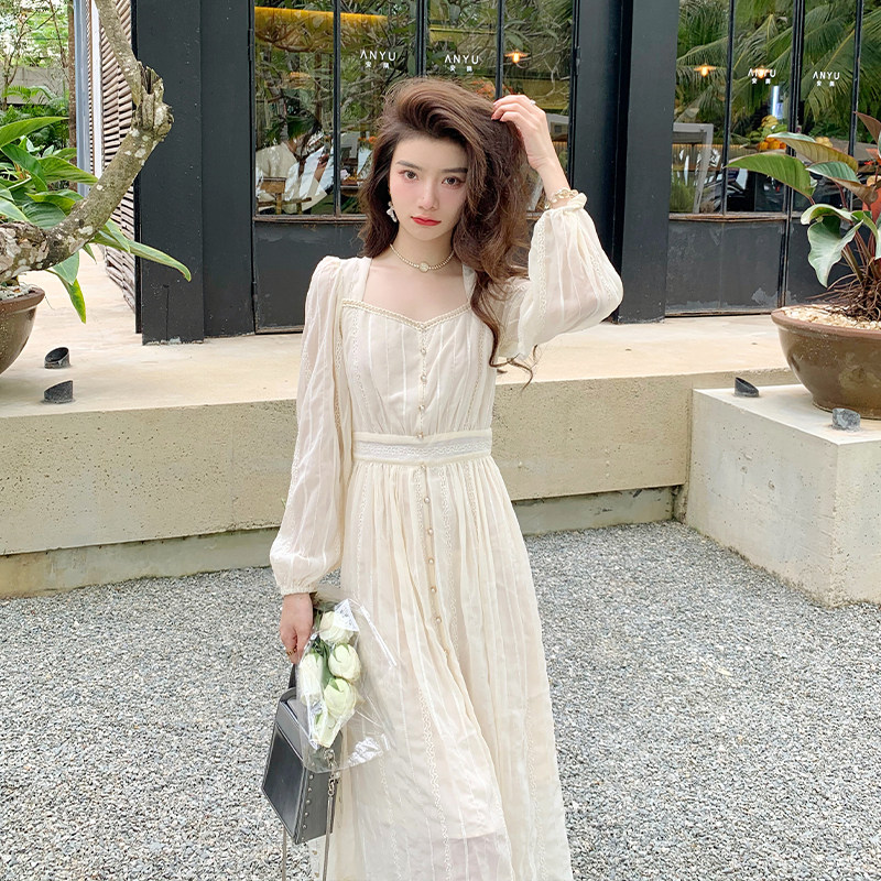 AM NANA秋季法式超仙气质内搭连衣裙修身长裙雪纺裙收腰显瘦长裙,女装/女士精品,连衣裙,淘宝优惠券,粉丝福利购,淘宝优惠卷