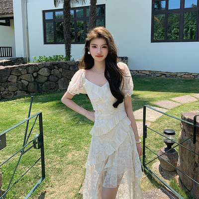 AMNANA法式气质短袖连衣裙