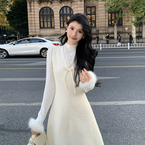 法式气质重工小香风背心连衣裙女