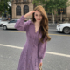 NANA秋冬法式 轻奢复古气质连衣裙女收腰显瘦高级感绝美长裙子