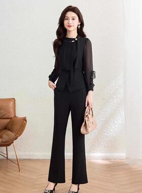 【直播专享】职业套装女士轻奢高级感洋气上衣长裤两件套D3347