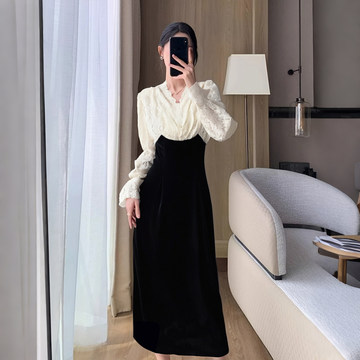 【小四粉丝专享】名媛气质显瘦2025春秋新款蕾丝女装连衣裙2661