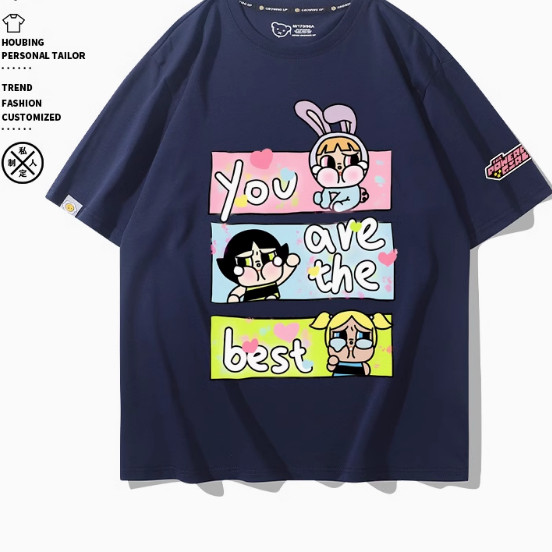 飞天小女警哭娃crybaby联名周边短袖男女夏季宽松可爱情侣百搭T恤