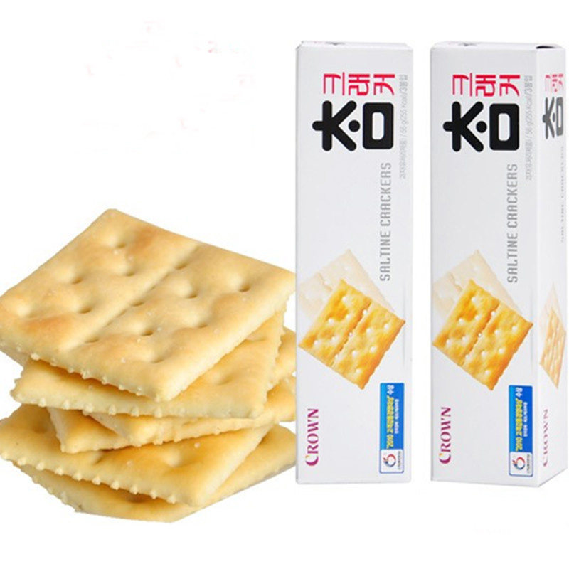 韩国进口CROWN克丽安太口苏打饼干代餐零食小吃梳打咸香薄脆点心