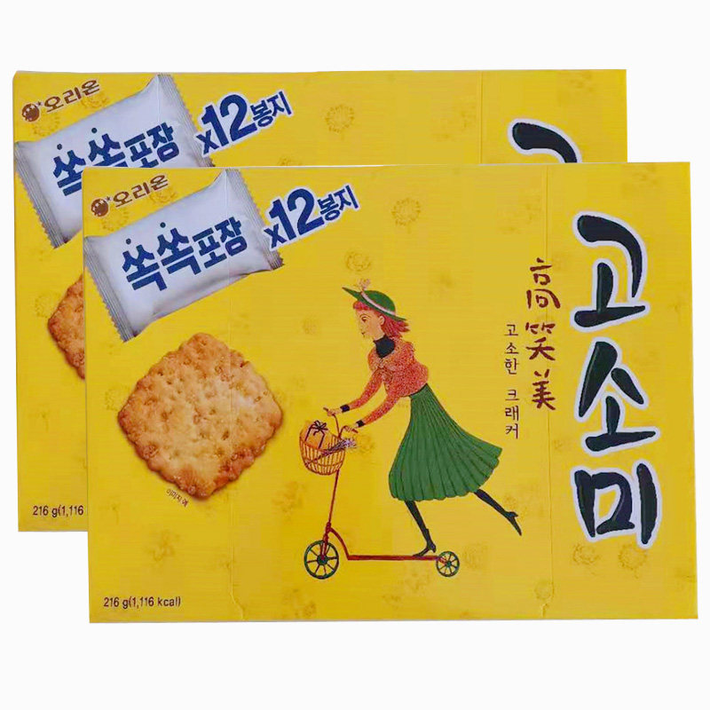 韩国进口好丽友奥里恩高笑美香酥饼干大盒216g芝麻薄脆甜味零食