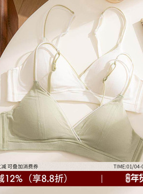 法式三角杯细肩带内衣女聚拢小胸不空杯平胸专用白色薄款文胸胸罩
