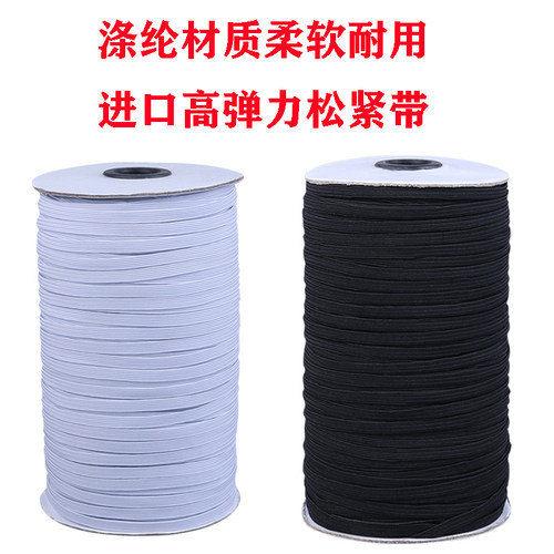 进口松紧带柔软高弹力黑白色走马橡筋绳跑马带袖口裤子家用宽扁细 - 封面
