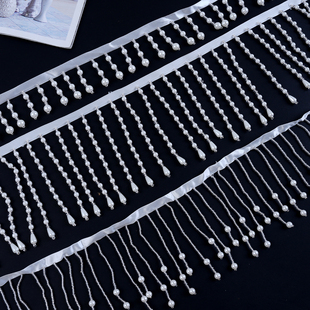 窗帘花边装饰汉服民族复古珍珠灯饰排须串珠子流苏手工钉珠M-937