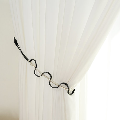 窗帘装饰绑带辅料窗饰中性色系珍珠皮条波浪形点缀扎束带K-376