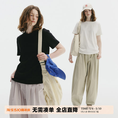 UNRETRO重磅精梳棉正肩短袖T恤
