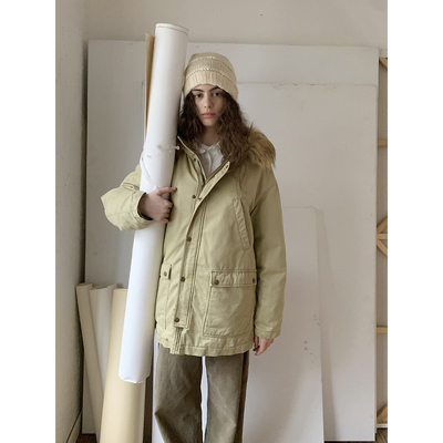 UNRETRO冬季可拆卸毛领派克服女